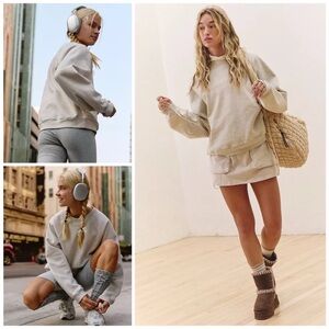 NWT Free People For The Win Pullover In Oatmeal Heather Size XS